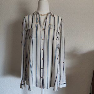 Charter Club Striped Collared Blouse